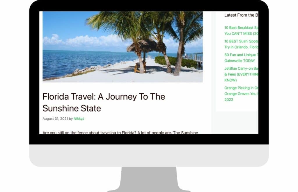 Example Travel Blog with Florida Hipster