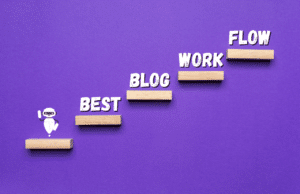Best Blog Workflow written on purple background on steps