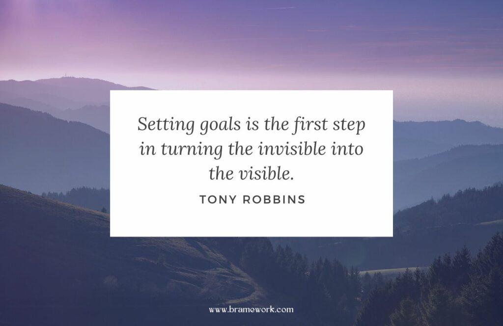 Goal setting quote from Tony Robbings about invisible to visible. Keep reading to get the best goal setting statistics for your blog and to learn how to write a blog post in 30 minutes.