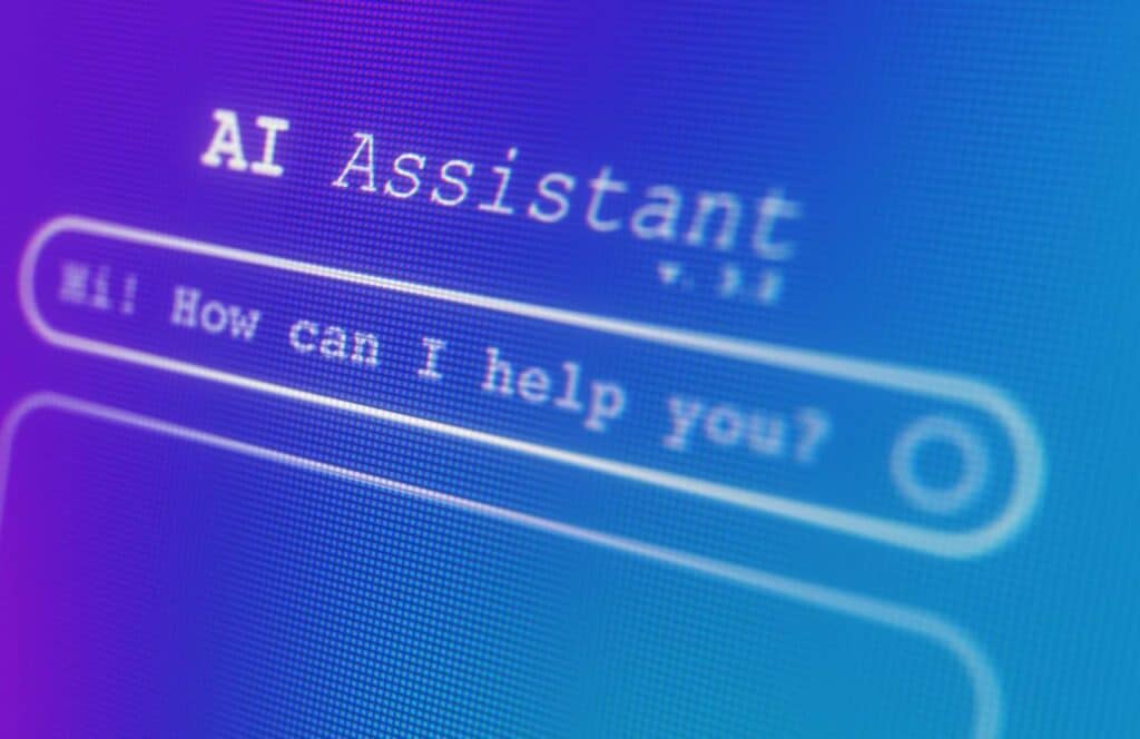 Text that reads "AI Assistant. Hi! How can I help you?"