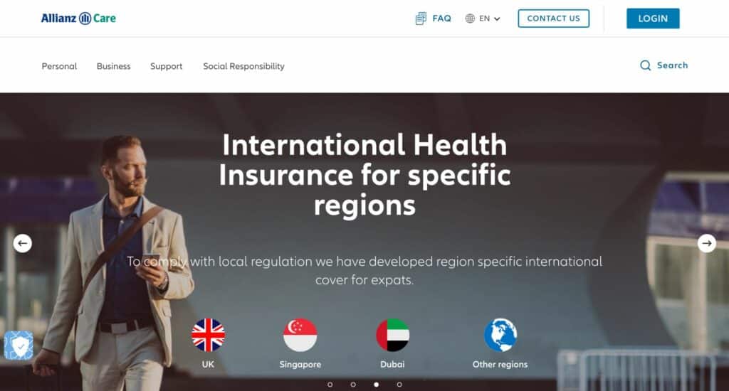 Screenshot of Allianz Care website. Keep reading to learn about the best insurance affiliate marketing programs available for bloggers and content marketers.