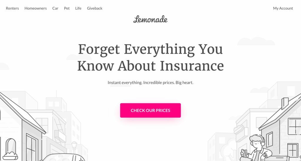 Screenshot of Lemonade website. Keep reading to learn about the best insurance affiliate marketing programs available for bloggers and content marketers.