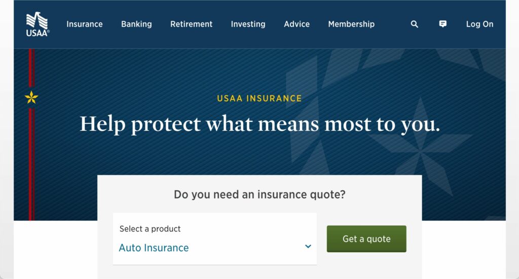 Screenshot of USAA Insurance website. Keep reading to learn about the best insurance affiliate marketing programs available for bloggers and content marketers.